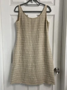 Bill Blass For Neiman Marcus Tan Sleeveless Sheath Mini Dress 10 Vintage Linen - Picture 1 of 10