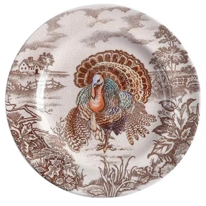 Pottery Barn Traditional Turkey Stoneware 8 5/8” Salad Plate Thanksgiving - Picture 1 of 9