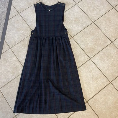 Vintage Abercrombie Fitch Dress Women Medium Blue Plaid Maxi Shirt Sleeveless - Image 1 of 4