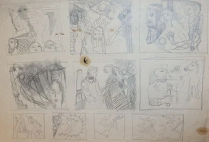 Abstract composition caricatures pencil painting figures - Picture 1 of 11