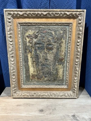 Robert Cariola Mediados de Siglo Abstracto Hombre Retrato Cristo Brutalista Medios Mixtos Foto 1 de 4