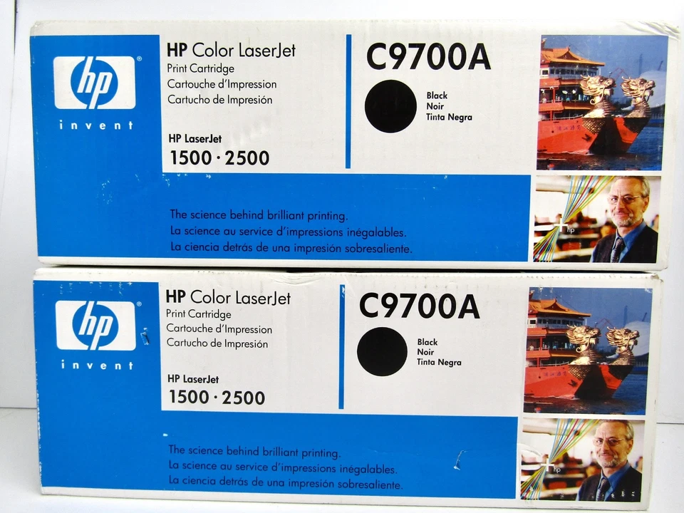 Paquete de 2 cartuchos de tóner para impresora HP C9700A color LaserJet 1500 2500 negro genuinos Foto 1 de 4