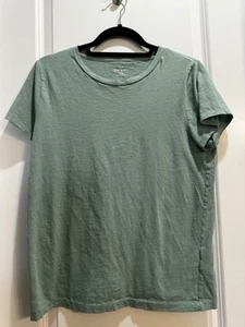 J Crew Green Slub Cotton Tee Large Short Sleeve Crew Neck Armpit To Armpit 19” - Picture 1 of 7