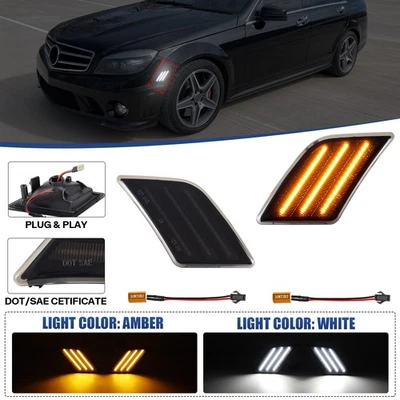 For 08-11 Mercedes Benz W204 C300 C350 C250 C63 AMG LED Side Marker Light Lamps - Image 1 of 4