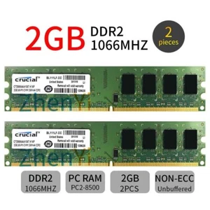 4 GB 2x 2 GB DDR2 1066 MHz PC2-8500U DIMM overclock memoria di lavoro RAM Crucial DE