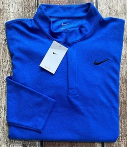 NIKE DRI-FIT 1/4 ZIP PULLOVER ACTIVE SWEATER SWEATSHIRT BLUE SWOOSH MENS XK NEW - Picture 1 of 8