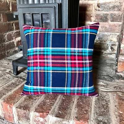 1234. Blue Red traditional check, 100% cotton Cushion Cover, Various sizes - Image 1 of 4