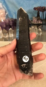 Dark Smoky Quartz With Calcite Natural Point Raw 155g 5.5”x1.2” - Picture 1 of 12
