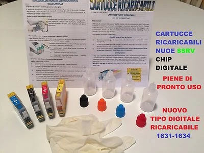 INKJET ORIGINALI ORIGINALE 4 CARTUCCE RICARICABILI AUTORESETTANTI PER EPSON 1631 16XL STAMPANTE WF-2510WF