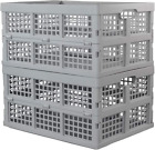 Hespapa 35 Quart Folding Crates, Plastic Collapsible Storage Container Milk Crat