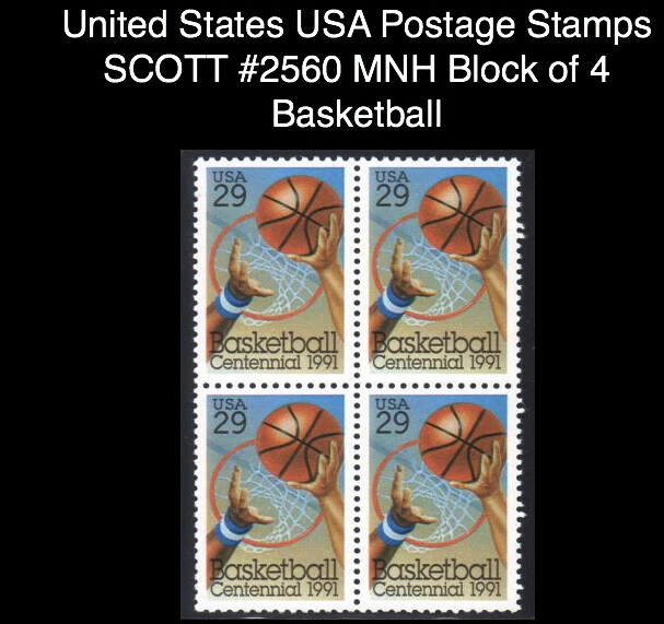 United States USA Postage Stamps SCOTT #2560 MNH Block of 4 Basketball - Image 1 of 1
