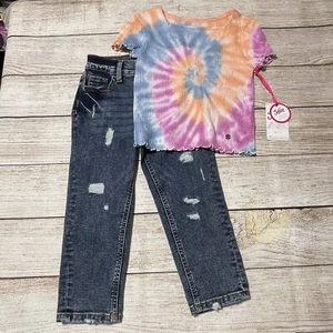New Justice Girls Outfit Size 6. Mini Mom Jeans And Tie Dye Top. - Picture 1 of 5
