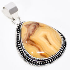 Crazy Lace Agate Stone Vintage Handmade 925 Sterling Silver Pendant 1.9" GSR-431