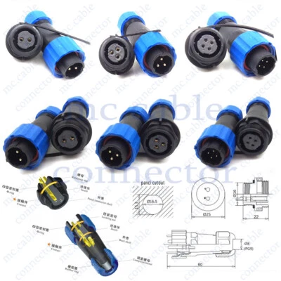 SD16 2 3 4 5 6 7 9 Pin Waterproof Connector, Aviation Electric IP67 Plug Socket - Image 1 of 4