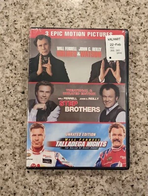 NEW: Will Ferrell & John Reilly Triple DVD- Holmes & Watson; Step Brother; Talle - Image 1 of 4