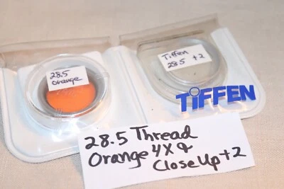 2Pc EXC 28.5mm ORANGE 4x FILTER & Tiffen 28.5mm CLOSE-UP +2 Filter w/SlightIssue - Image 1 of 4