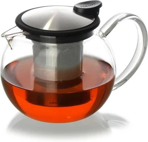 FORLIFE Bola Glass Teapot with Basket Infuser, 25oz./750ml., Black Graphite - Picture 1 of 1