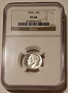 1953 Roosevelt Dime Proof PF68 NGC - Picture 1 of 2