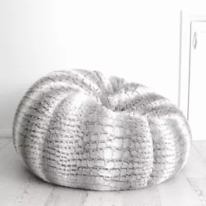 New Ivory & Deene Fur Beanbag Cover Soft Silver Grey Husky Bean Bag Lounge Chair - Picture 1 of 8