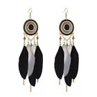 Feather Chain Tassel Drop Earrings Ethnic Vintage Boho Jewelry Gift For Women