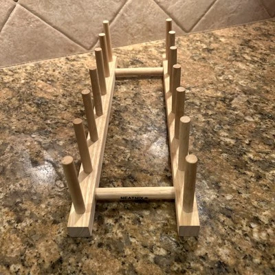 Armario de almacenamiento de cocina compacto con soporte para platos de madera NEATNIX Foto 1 de 4