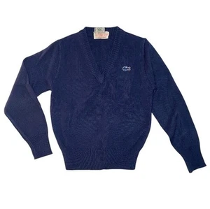 Vintage Izod Lacoste Navy Blue V Neck Kids Sweater / Youth Size 7 - Picture 1 of 4