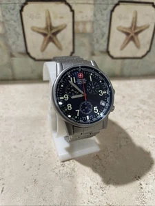 Wenger Swiss Military Chronograph Quartz Watch 7072X Navy Blue Dial Lumen - Picture 1 of 12