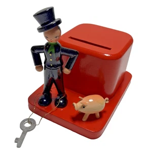Vintage Erzgebirgische Volkskunst Chimney Sweep Piggy Bank - Damaged - Picture 1 of 7