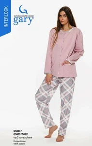 Pigiama donna con giacca aperta in jersey di cotone caldo Gary Q50037 - Picture 1 of 1