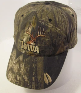 Iowa Deer Hunting Cap Mens Green Tree Bark Camouflage Mossy Oak Adjustable Hat - Picture 1 of 12