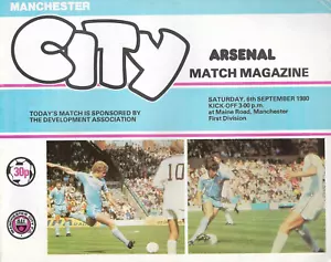 Manchester City V Arsenal 6th September 1980 League Division One - Picture 1 of 1