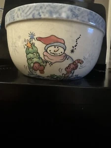 Vintage Snowman Round Shaped Nesting Bowl Mixing Bowl Ceramic 6.5" x 3.25" - Picture 1 of 5