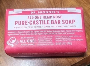 Dr. Bronner's All-One HEMP ROSE Pure Castile Bar Soap 5 oz..BRAND NEW - Picture 1 of 3