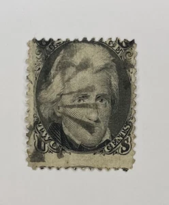 US Scott #87 Single 2 cent stamp U.S. Jackson 1868 E Grill 11x13 mm used  M068 - Picture 1 of 2