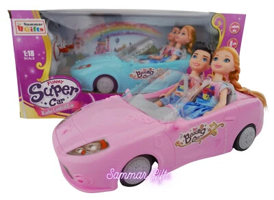 Girls Convertible Sports 1/18 Radio Remote Control Car with Boy & Girl Doll PINK - Image 1 of 4