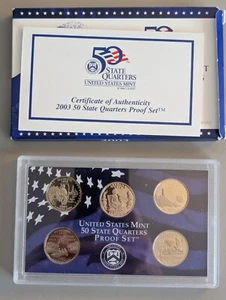 2003-S US Mint 50 State Quarters Proof Set COA - 5 Coins - Picture 1 of 2