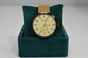 Nuevo reloj Ted Baker azul bronceado cuero azul negro esfera beige IP TE50011005 $185 - Imagen 1 de 4