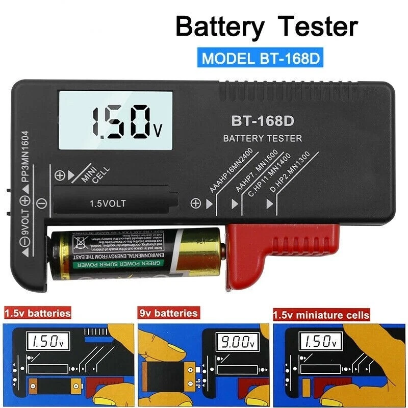 Universal Digital Battery Volt Tester Checker for Button Cell AA/AAA/C/D/9V/1.5V - Image 1 of 4