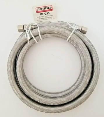Manguera para hacer hielo trenzada S.S. 72" certificado aparato IM7255 conector de 1/4" Foto 1 de 2