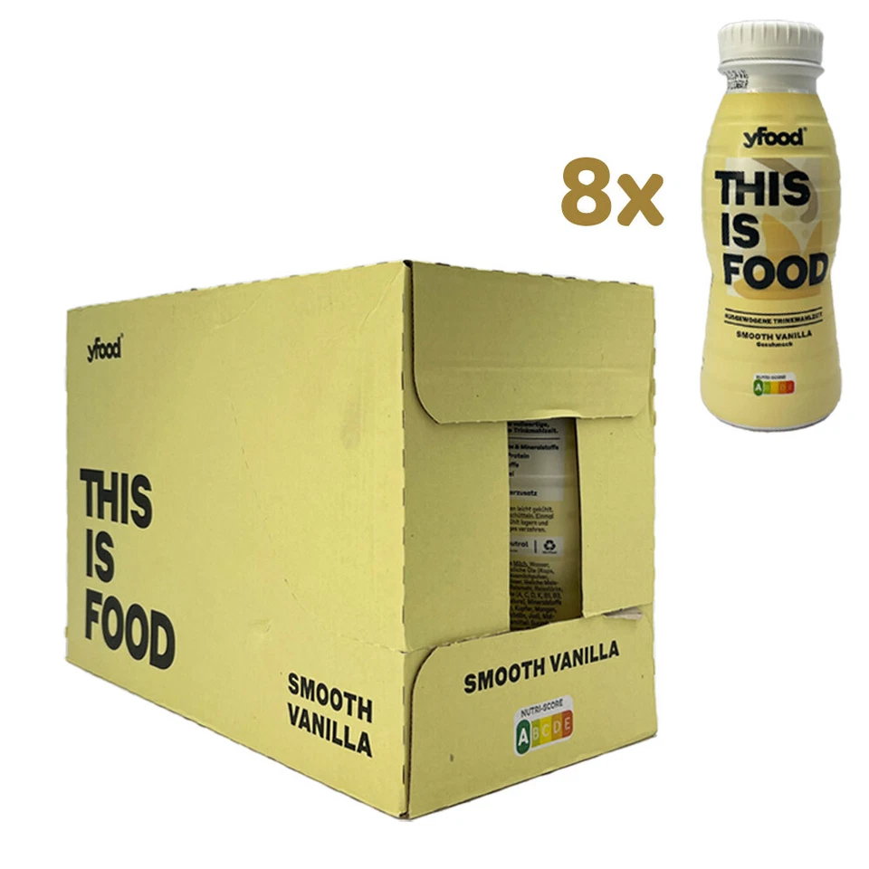 YFood Smooth Vanilla Trinkmahlzeit, Kiste mit 8x 0,33l Flasche inkl. Pfand