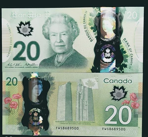 ONE/2015 Canada $20 Queen Elizabeth II Historic Reign Commemorative Polymer Note - Picture 1 of 3