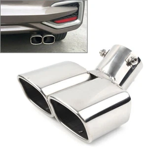 Tubo de escape trasero doble para coche punta silenciador trasero cromo garganta tubo de escape repuesto - Imagen 1 de 8