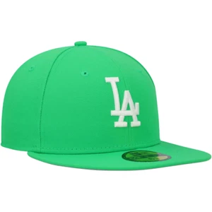 Los Angeles Dodgers New Era 59FIFTY MLB Lime Green White Fitted Cap Size 7 1/2 - Picture 1 of 5
