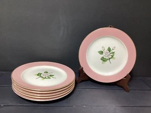 Set of 6 INTERNATIONAL HOMER LAUGHLIN GLENWOOD PINK Dessert Plates (B08) - Picture 1 of 4
