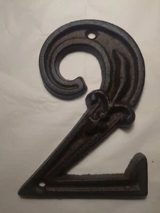 1 Cast Iron Door Number 2 House Signs for Mailbox Home Door Wooden Rustic Style - Picture 1 of 11