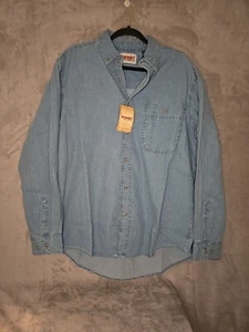 Camisa de mezclilla Wrangler para hombre resistente de un bolsillo grande occidental NUEVA - Imagen 1 de 10