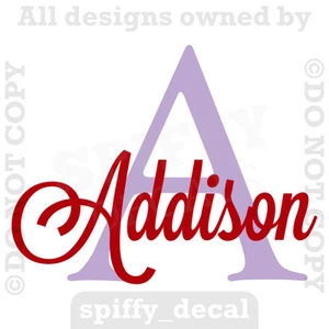 MONOGRAM INITIAL NAME Personalized Vinyl Wall Decal Sticker Nursery Boy Girl - Picture 1 of 4