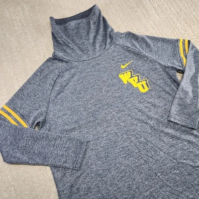 WVU Mountaineers Sweatshirt Women  Large Nike Mock Neck Grid Performance Gray - Image 1 of 4