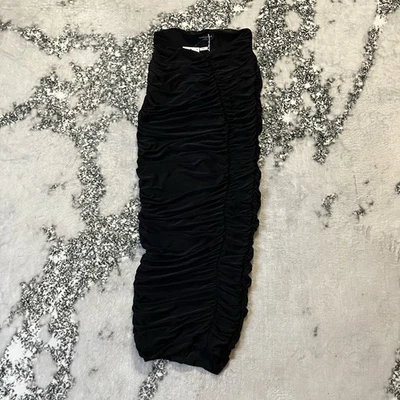 Naked Wardrobe Skirt Womens Size XS Black Ruched Long Maxi Bodycon - Image 1 of 4