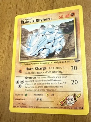 Pokémon Gym challenge  Blaine’s Rhyhorn 65 /132 Near Mint - Image 1 of 2
